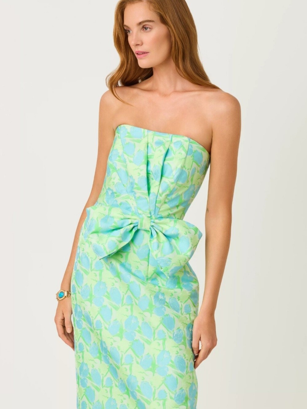 NWT Lilly Pulitzer Tiernan Strapless Maxi Dress Capri Blue Tulip Tango Jacquard - Picture 5 of 9